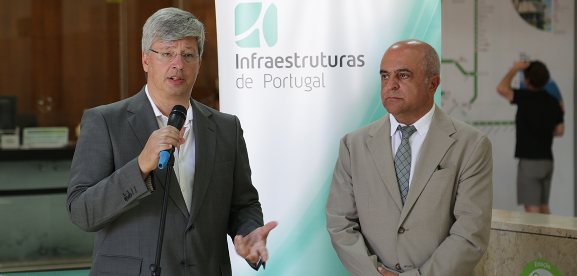 Imagem da intervenção de Miguel Cruz, Presidente da IP, na inauguração da Exposição na Estação ferroviária do Rossio sobre a preservação do lince-ibérico